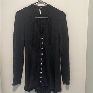 Free People Black Button-Down Blouse